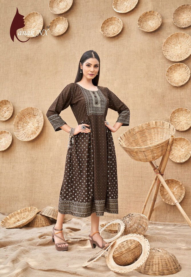 Kanak Nx Mehak Rayon Fancy Regular Wear Anarakali Kurti Collection